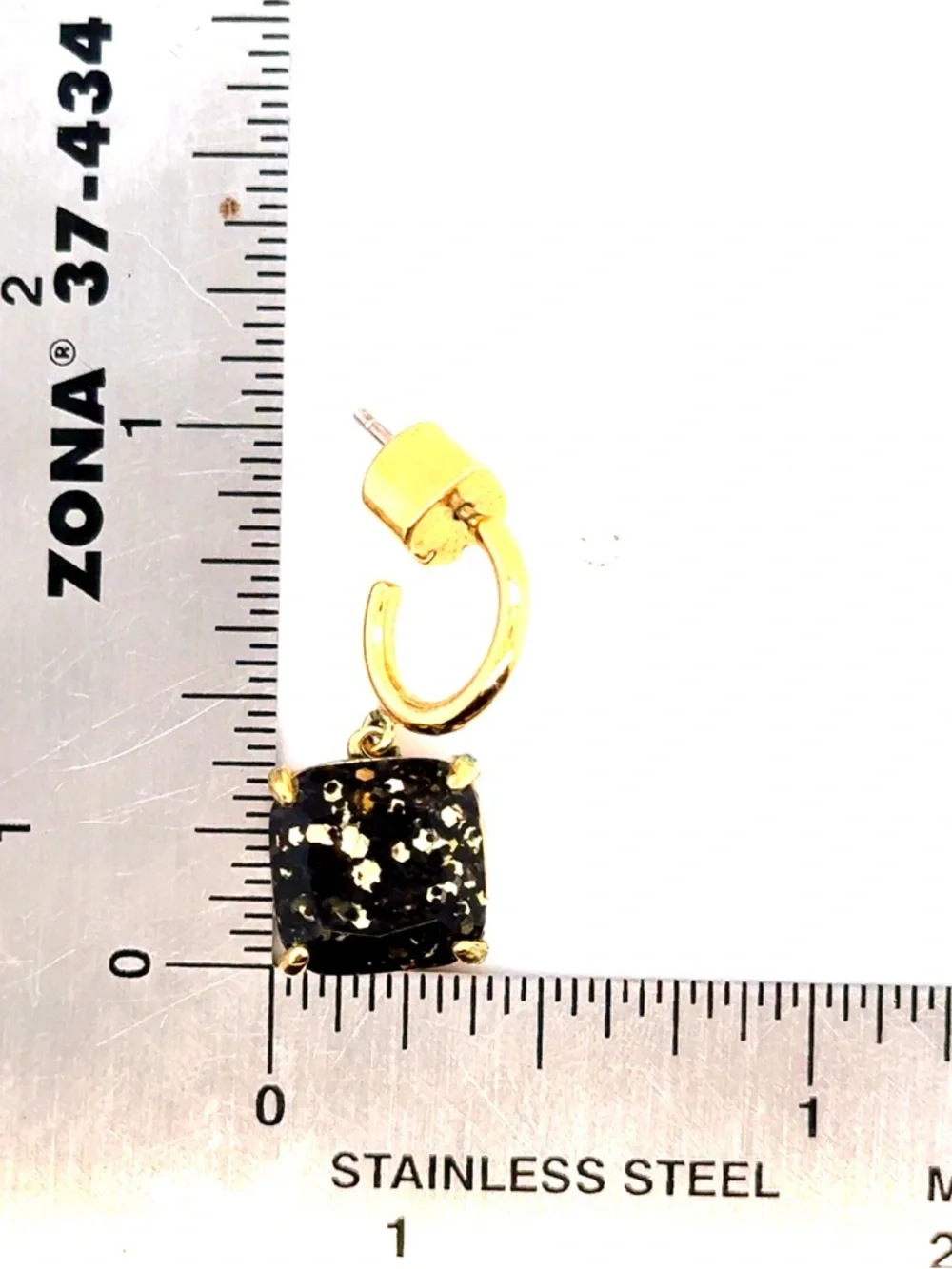 Kate Spade Gold Hoop Earrings with Black and Gold Glitter‎ Drops